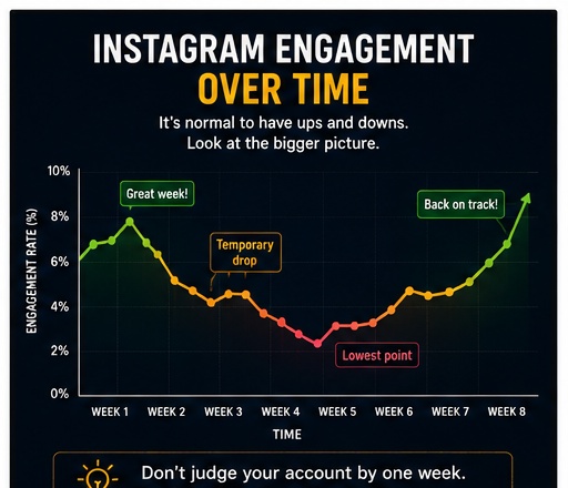 Instagram engagement dropping and recovering over time