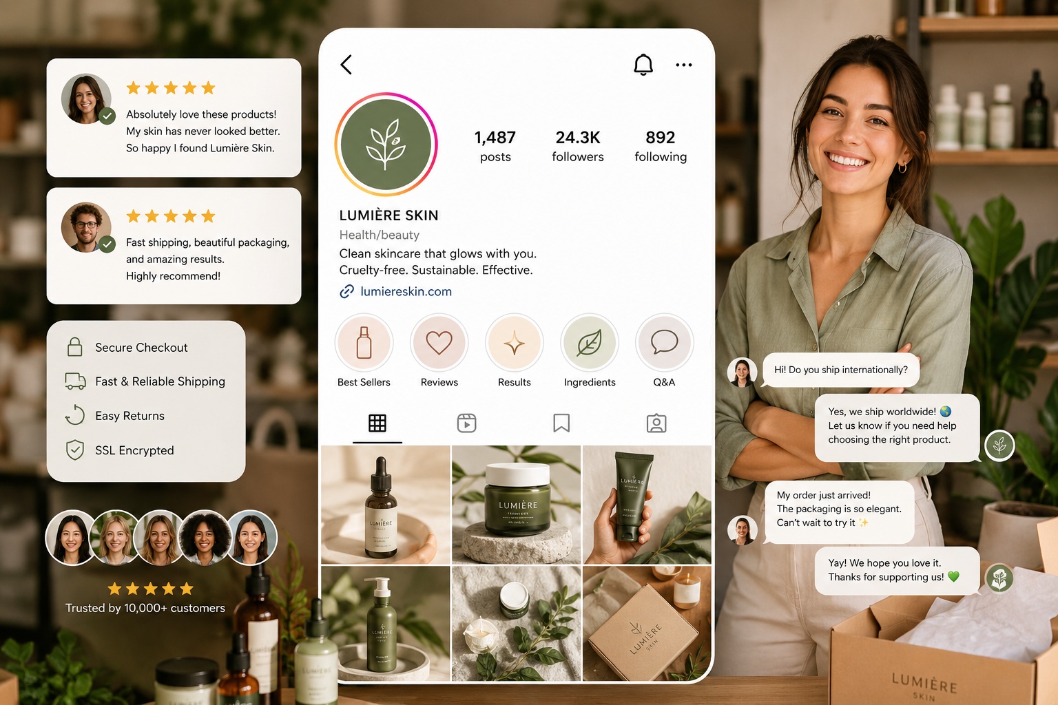 Instagram trust signals for business pages
