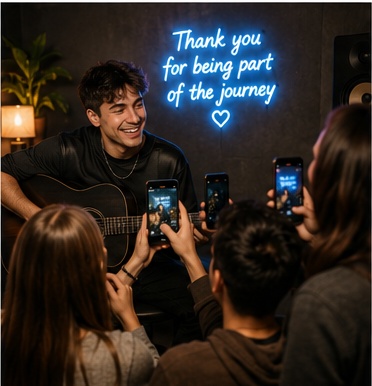 Music artist connecting with fans through behind the scenes content