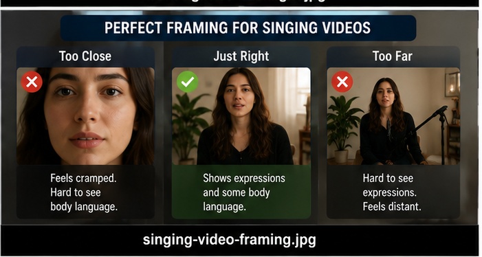 Proper framing for singing videos